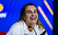 Aryna Sabalenka during a press conference at the 2025 US Open (Source: Getty)